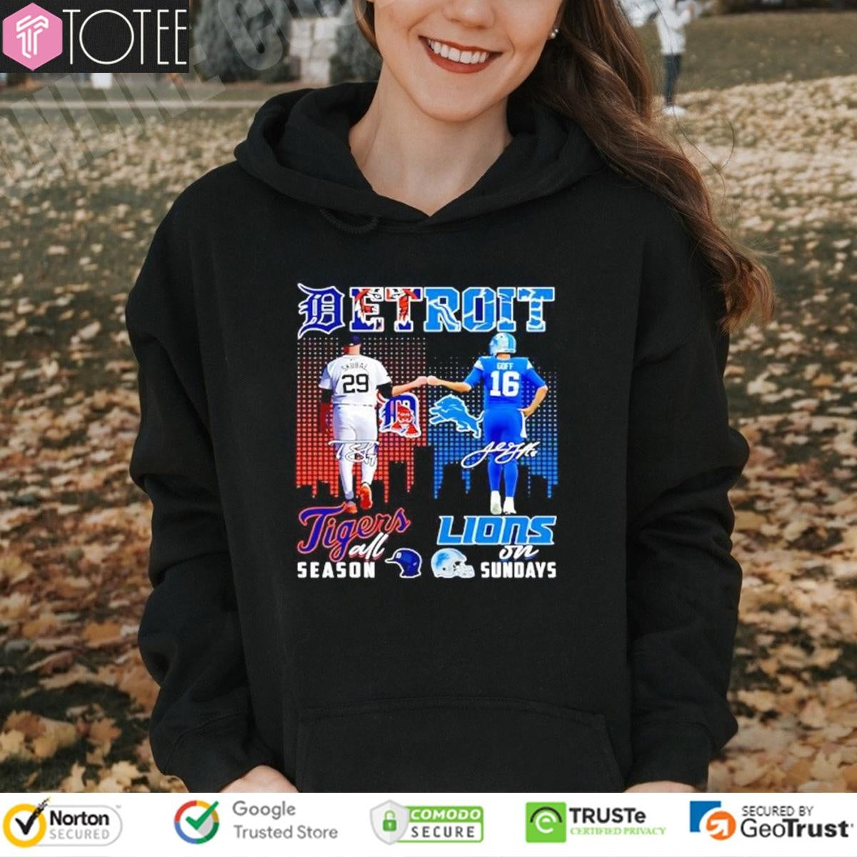 Detroit Tigers Lions Skubal Goff All Season On Sundays Signatures T-shirt