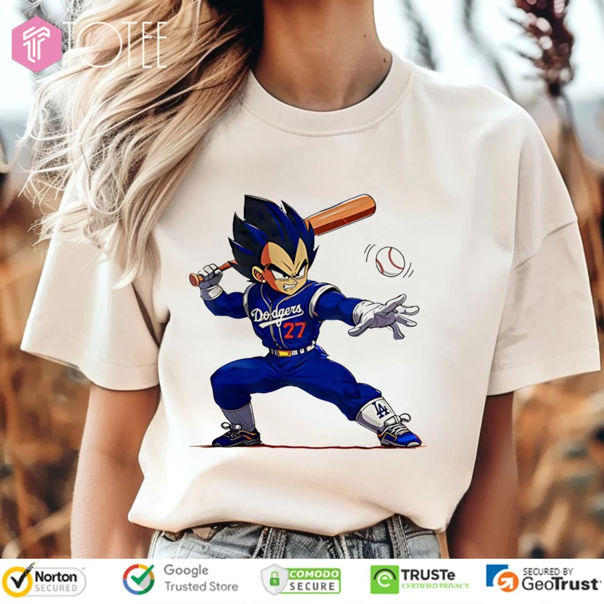 Dragon Ball Vegeta Playing Dodgers Baseball T-shirt