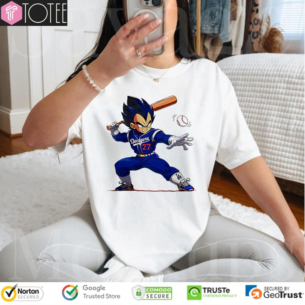 Dragon Ball Vegeta Playing Dodgers Baseball T-shirt