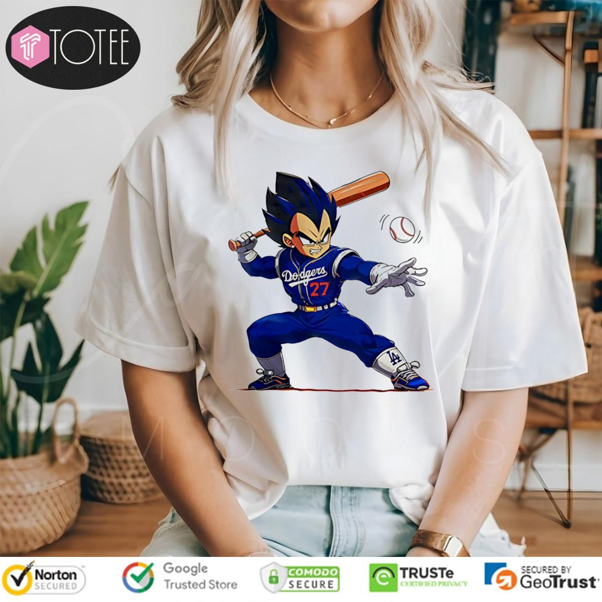 Dragon Ball Vegeta Playing Dodgers Baseball T-shirt