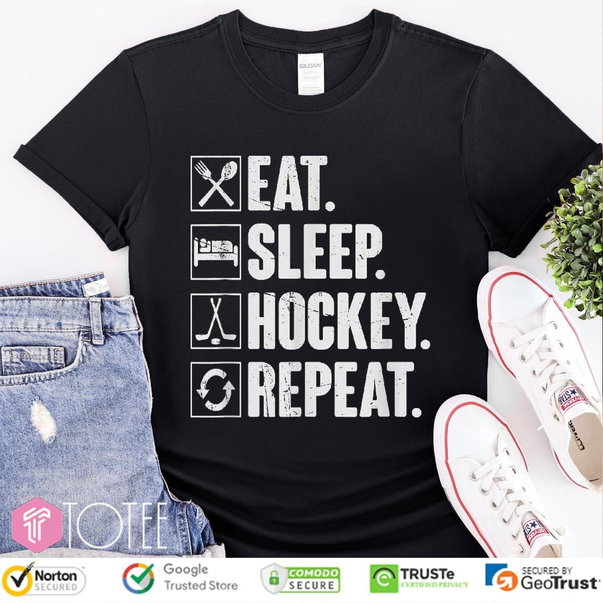 Eat Sleep Hockey Repeat Player Gift T-shirt