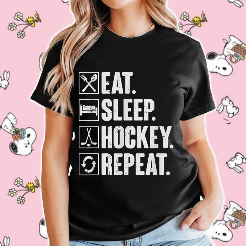 Eat Sleep Hockey Repeat Player Gift T-shirt