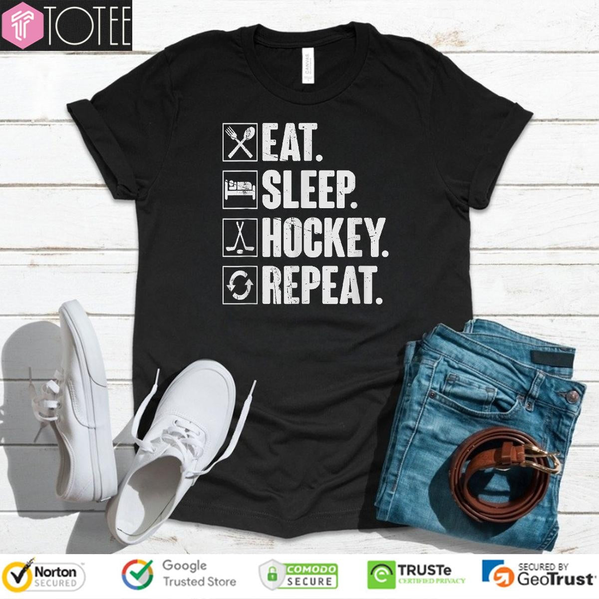 Eat Sleep Hockey Repeat Player Gift T-shirt