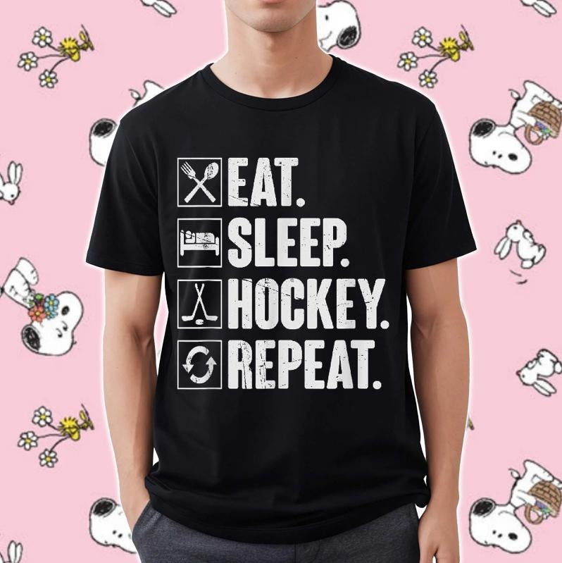 Eat Sleep Hockey Repeat Player Gift T-shirt