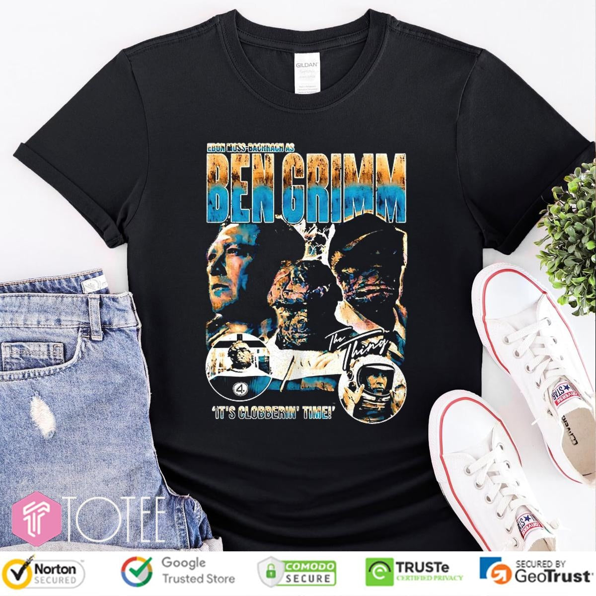 Ebon Moss Bachrach As Ben Grimm The Thing Its Clobberin Time Vintage T-shirt