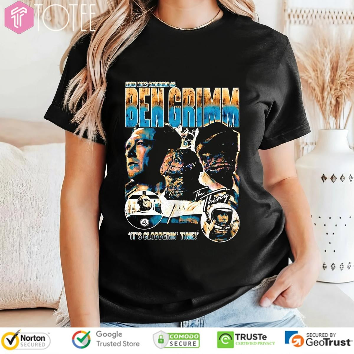 Ebon Moss Bachrach As Ben Grimm The Thing Its Clobberin Time Vintage T-shirt