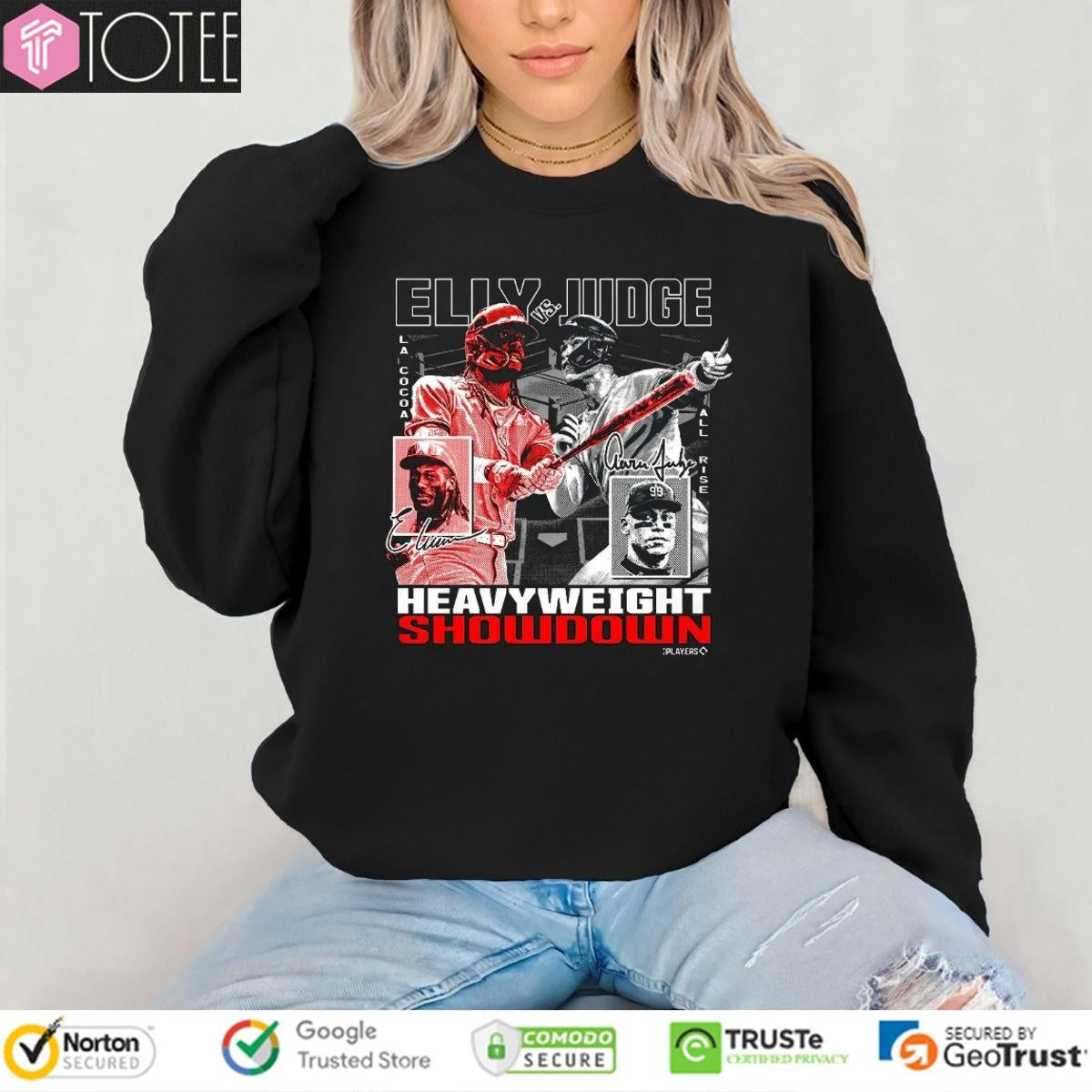 Elly Vs Judge Cincinnati Reds New York Yankees Heavyweight Showdown Signed T-shirt