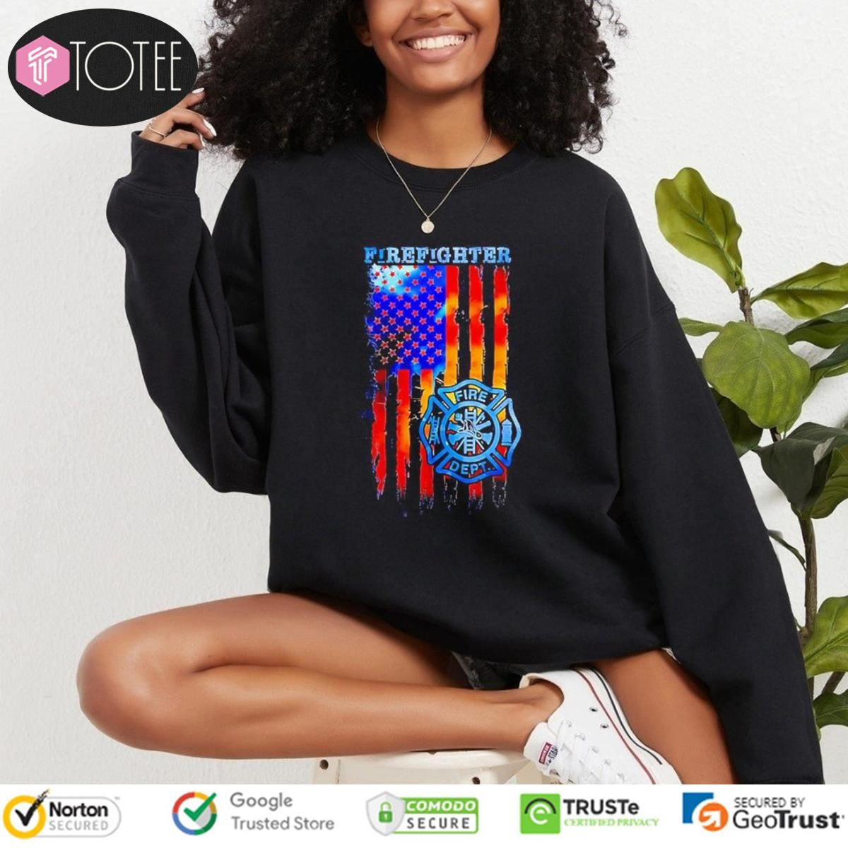 Firefighter Fire Dept American Flag T-shirt