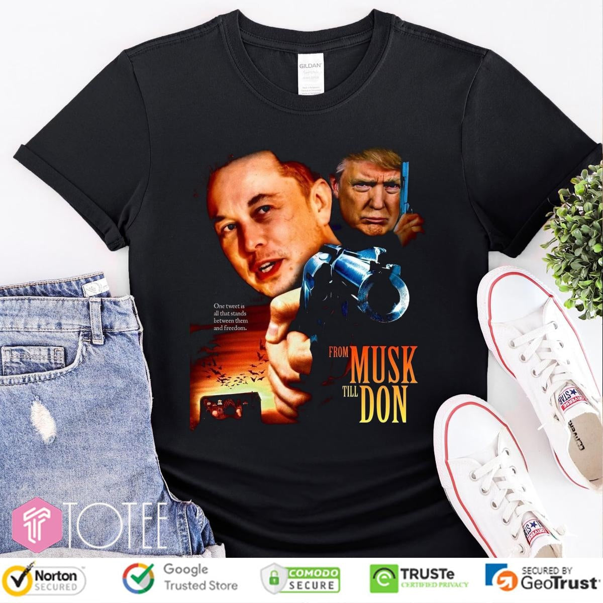 From Musk Till Don Elon Vs Trump War Movie Parody From Dusk Till Dawn T-shirt