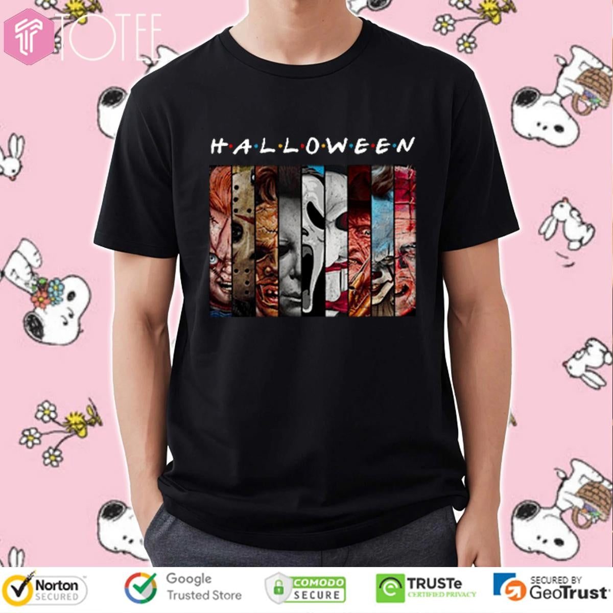 Halloween Friends Themed Horror Movies Characters T-shirt
