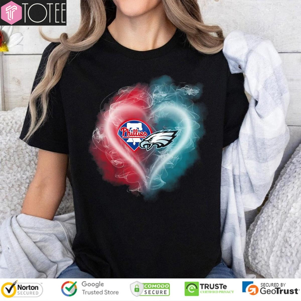 Heart Smoke Philadelphia Phillies Philadelphia Eagles Logo T-shirt