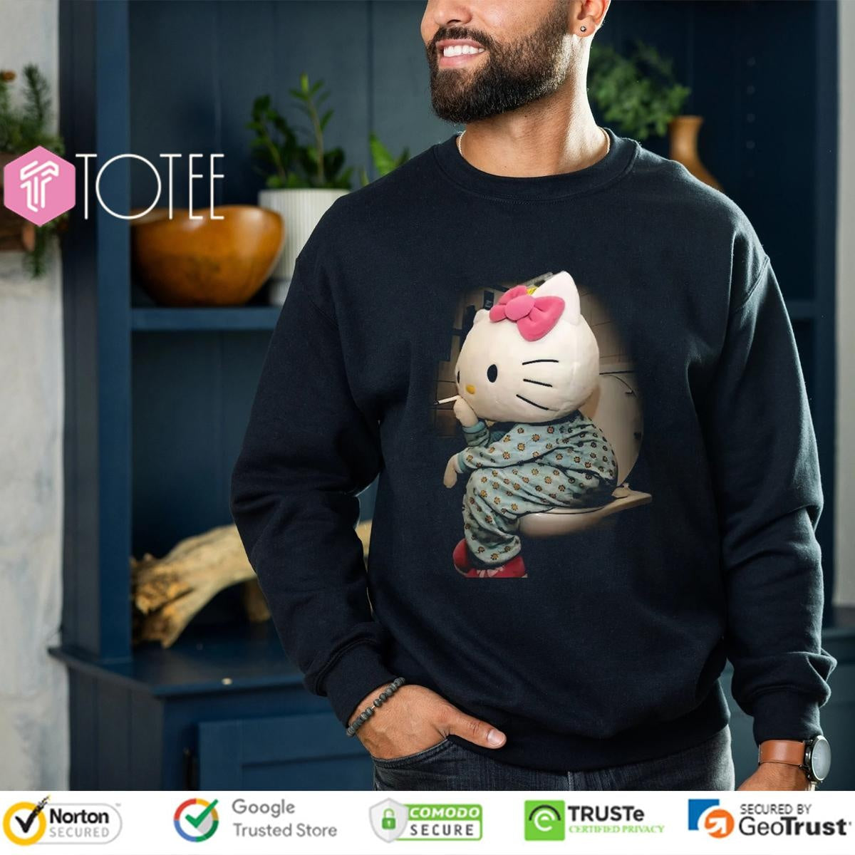 Hello Kitty Smoking In Toilet Meme T-shirt