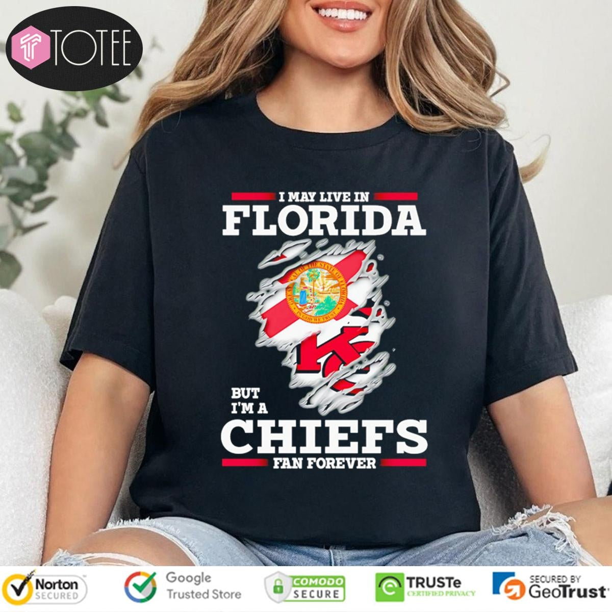 I May Live In Florida But Im A Kansas City Chiefs Fan Forever Torn T-shirt