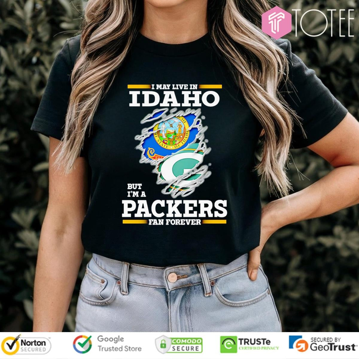 I May Live In Idaho But Im A Green Bay Packers Fan Forever Torn T-shirt