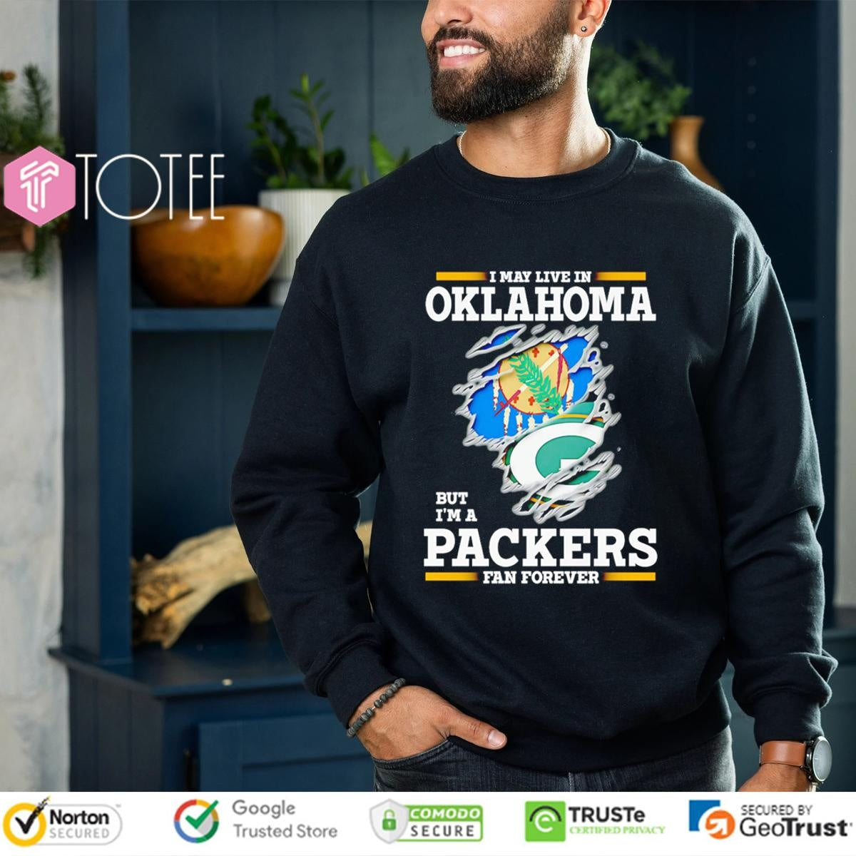 I May Live In Oklahoma But Im A Green Bay Packers Fan Forever Torn T-shirt