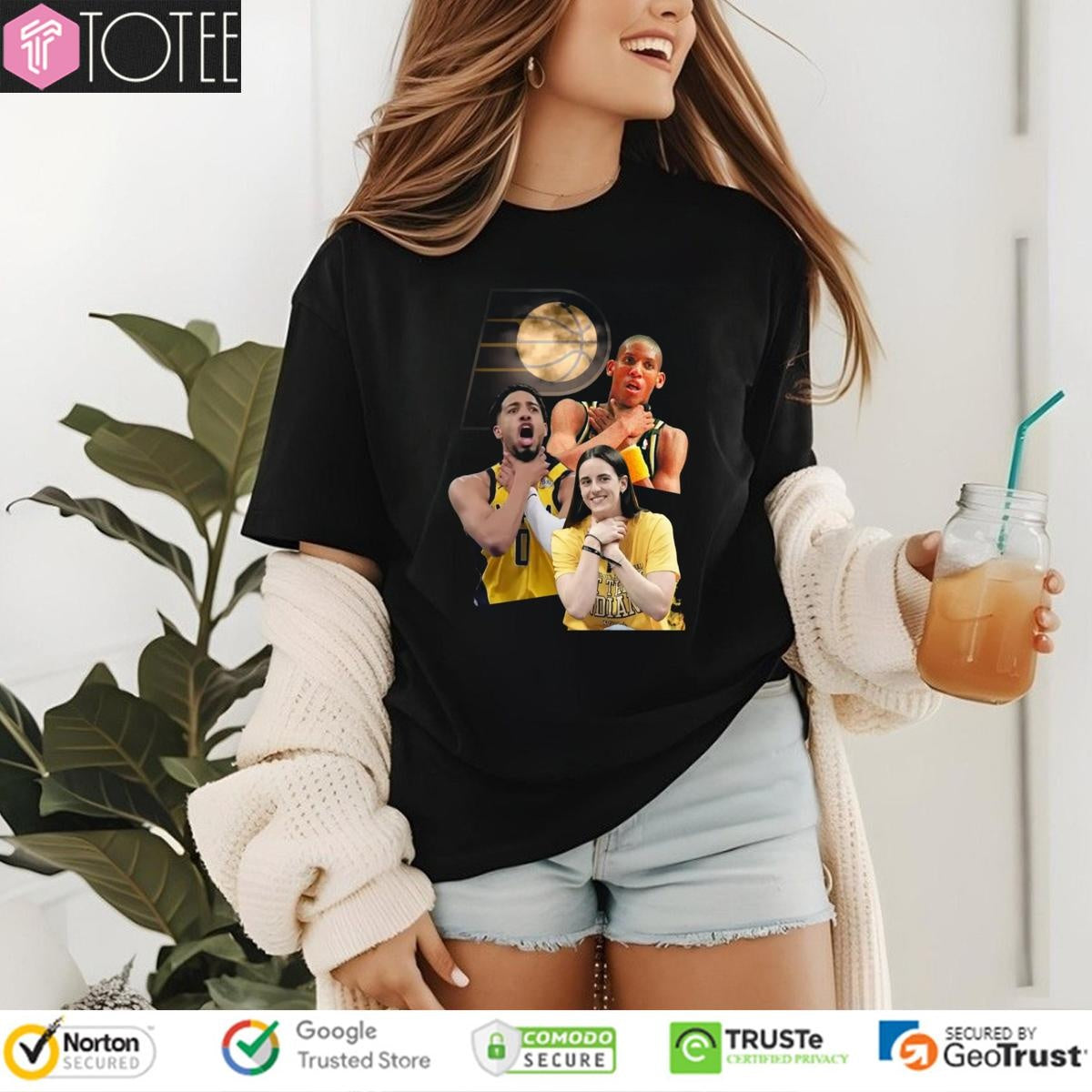 Indiana Pacers Reggie Miller Tyrese Haliburton Caitlin Clark Cover Choke T-shirt