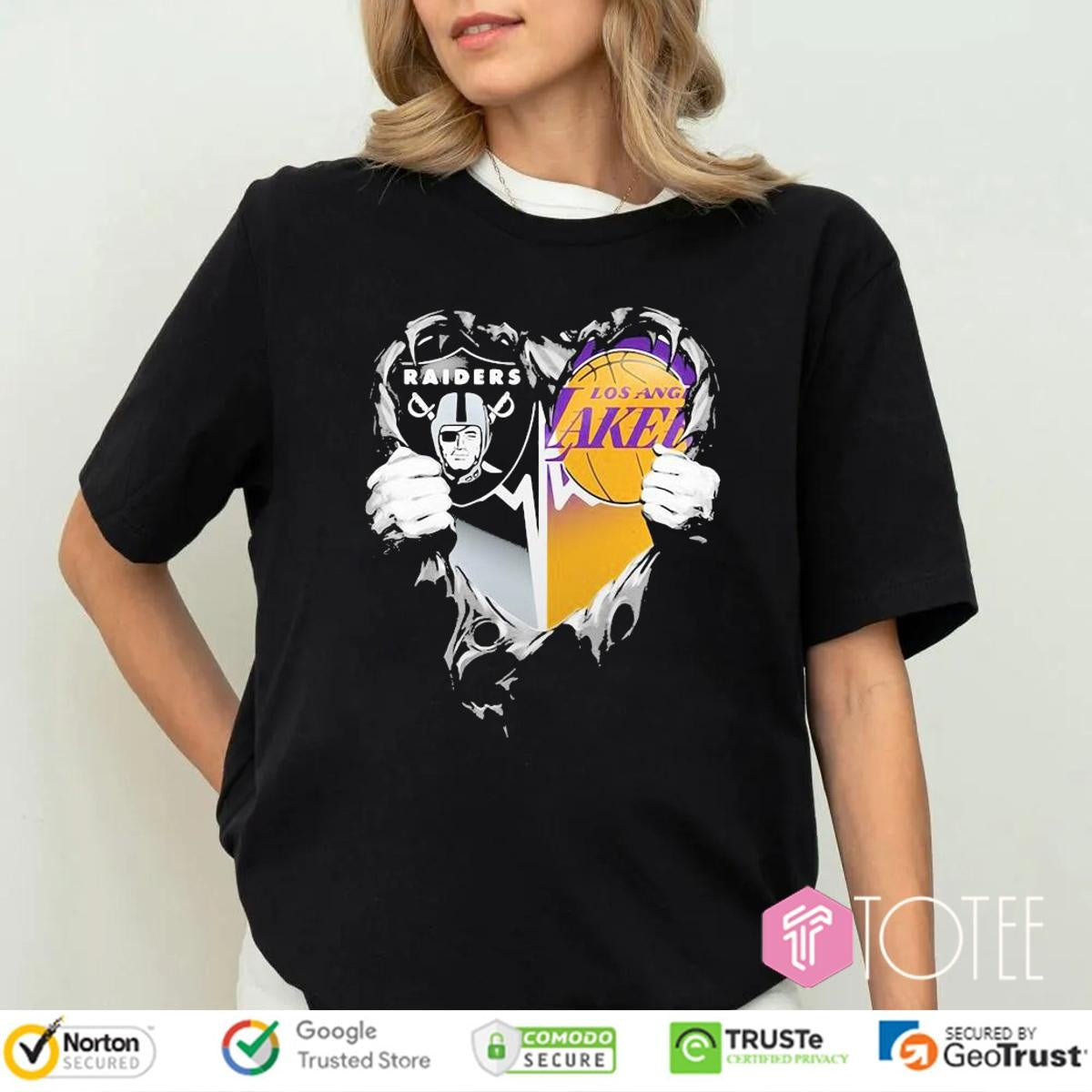 Inside Me Raiders And Lakers Heartbeat T-shirt