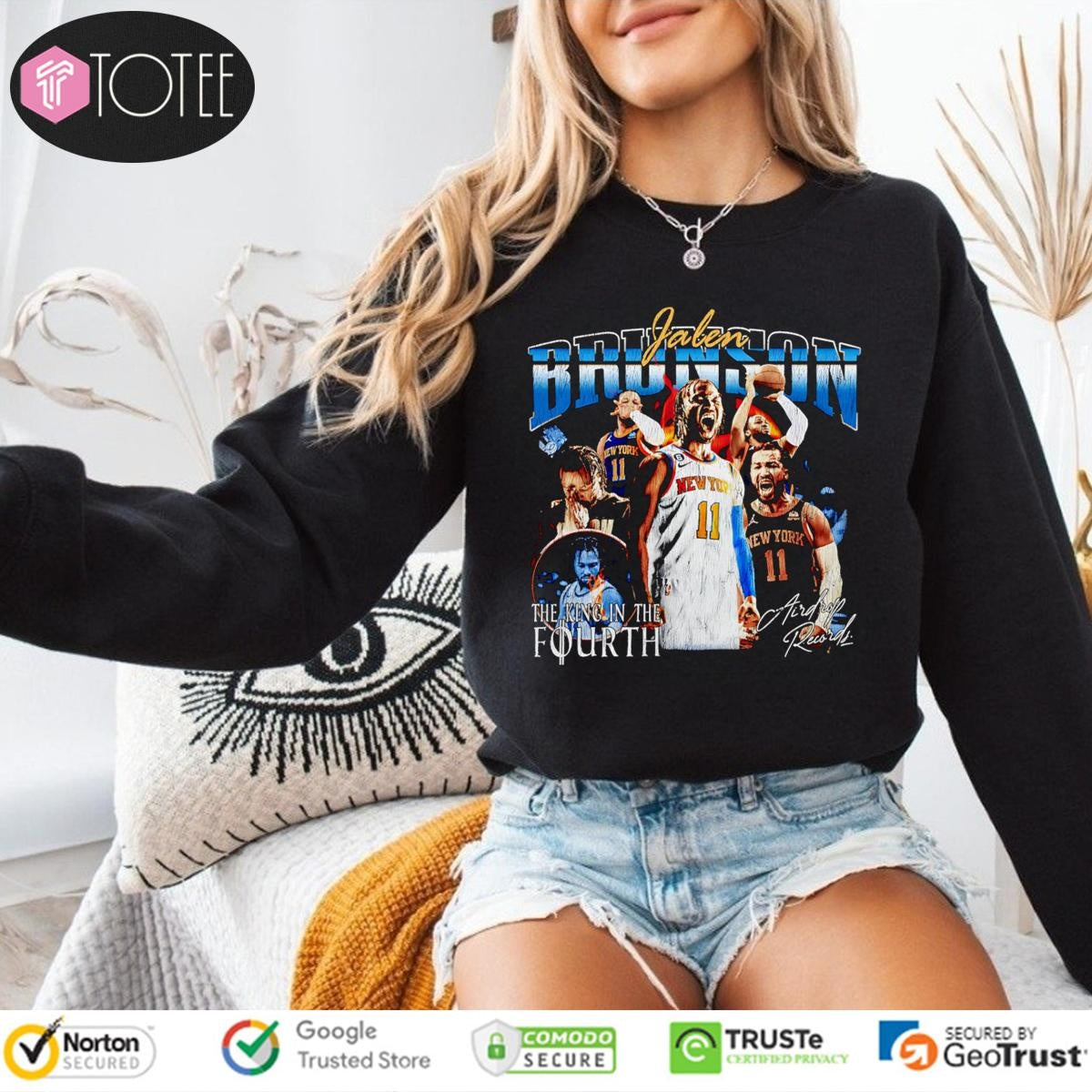 Jalen Brunson The King In The Fourth Knicks Signature Vintage Bootleg sweatshirt