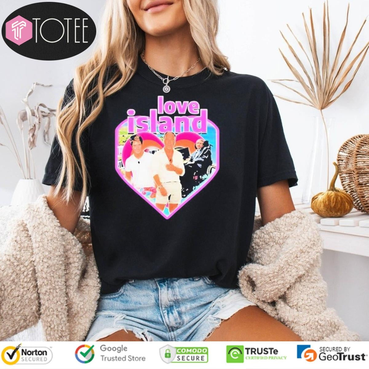 Jeffrey Epstein Love Island Heart Stephen Hawking T-shirt