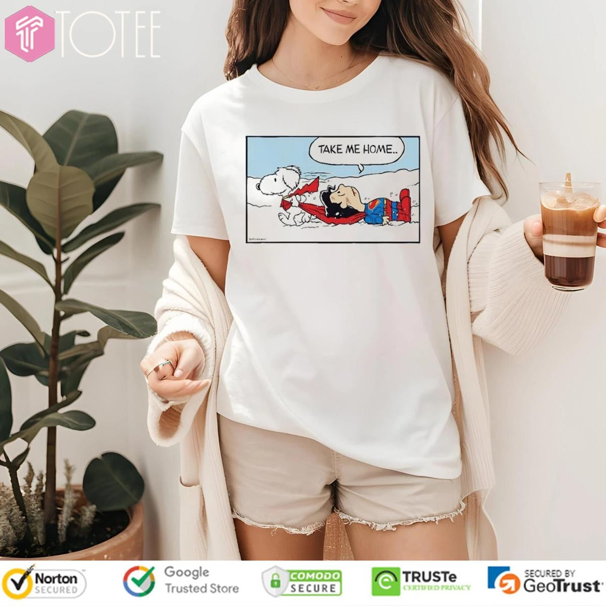 Krypto Superdog Superman Take Me Home Ver Snoopy Charlie Brown T-shirt