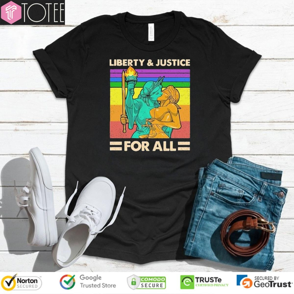 Lgbt Liberty Kiss Justice For All Vintage T-shirt