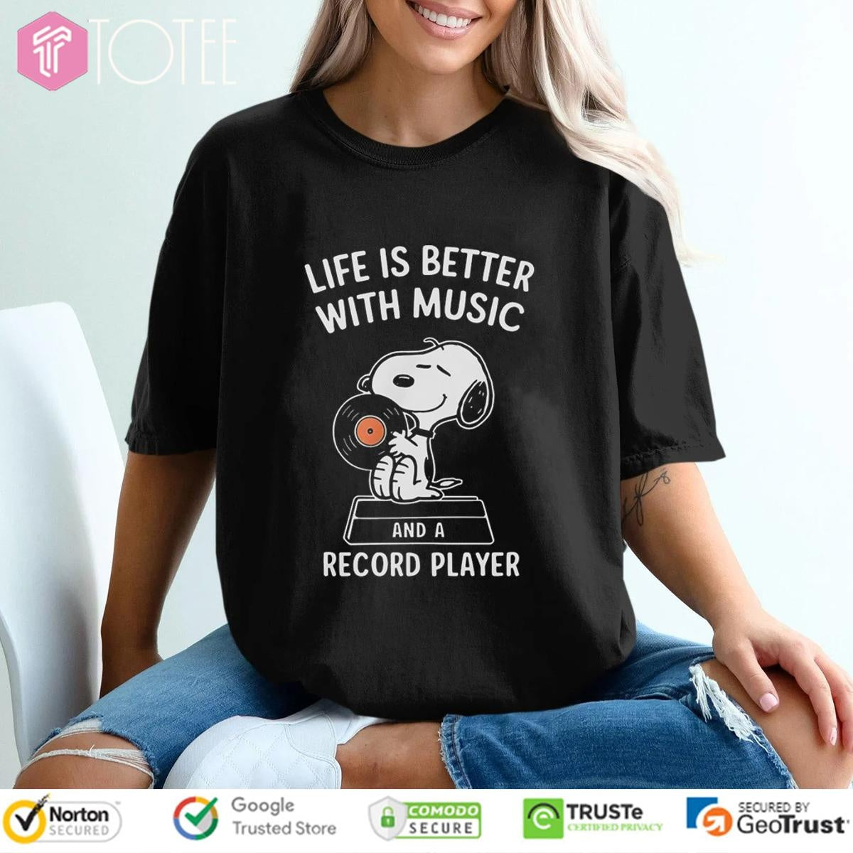 Life Is Better With Music And A Record Player Snoopy T-shirt