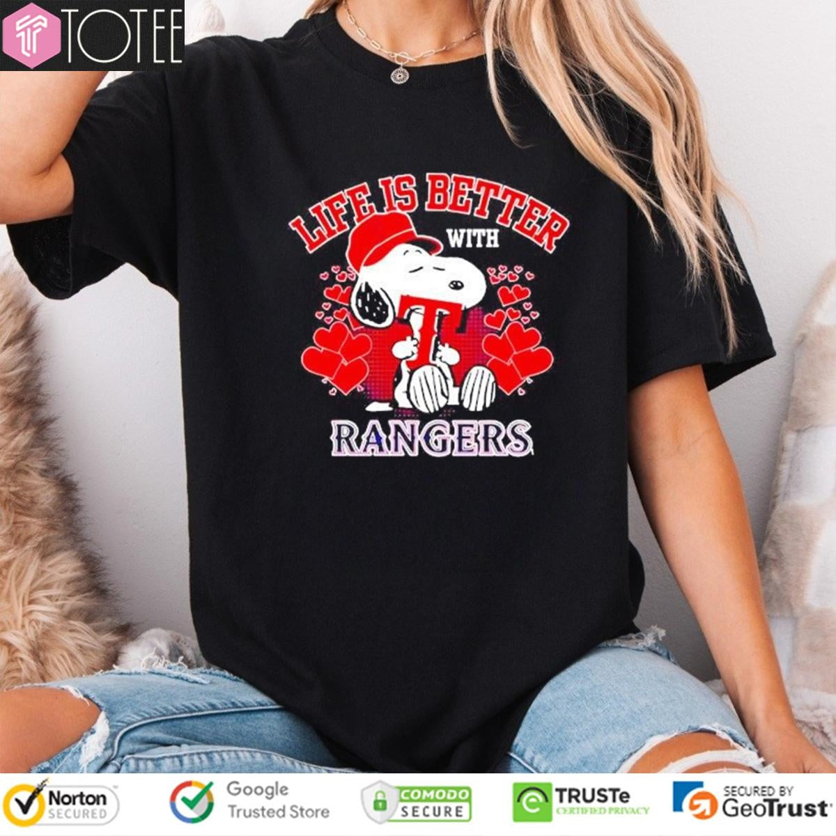 Life Is Better With Texas Rangers Snoopy T-shirt
