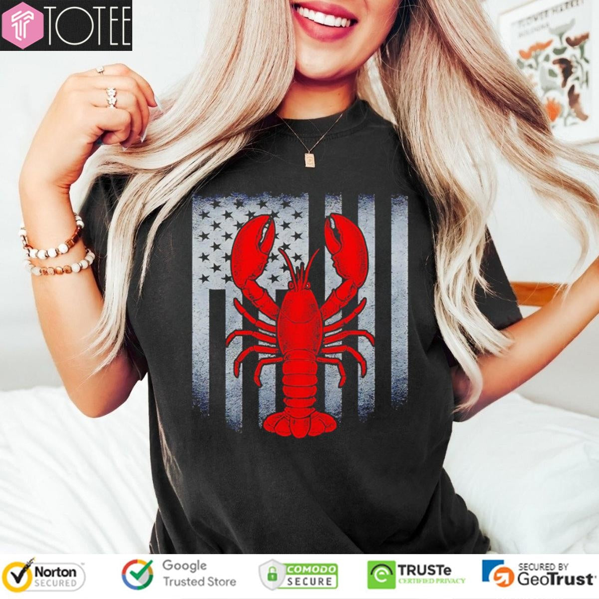 Lobster Patriotic American Flag 4Th Of July Independence Day T-shirt