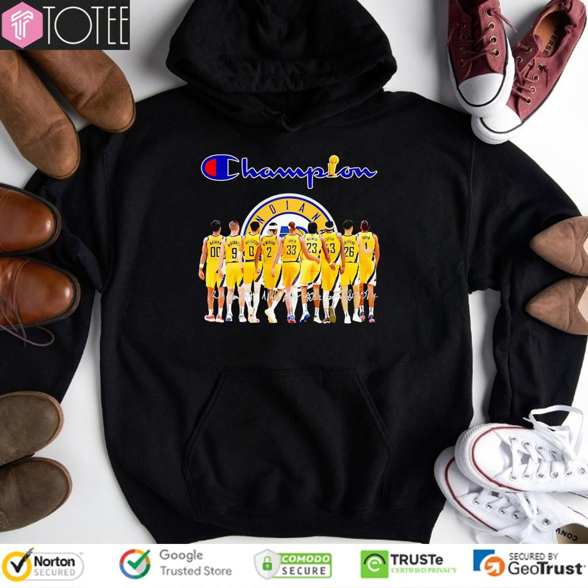 Logo Champion Indiana Pacers Nba Players Signatures T-shirt