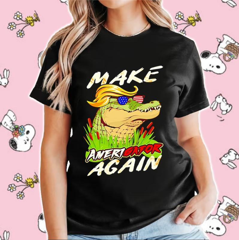 Make Amerigator Again Parody Alligator Trump Maga T-shirt