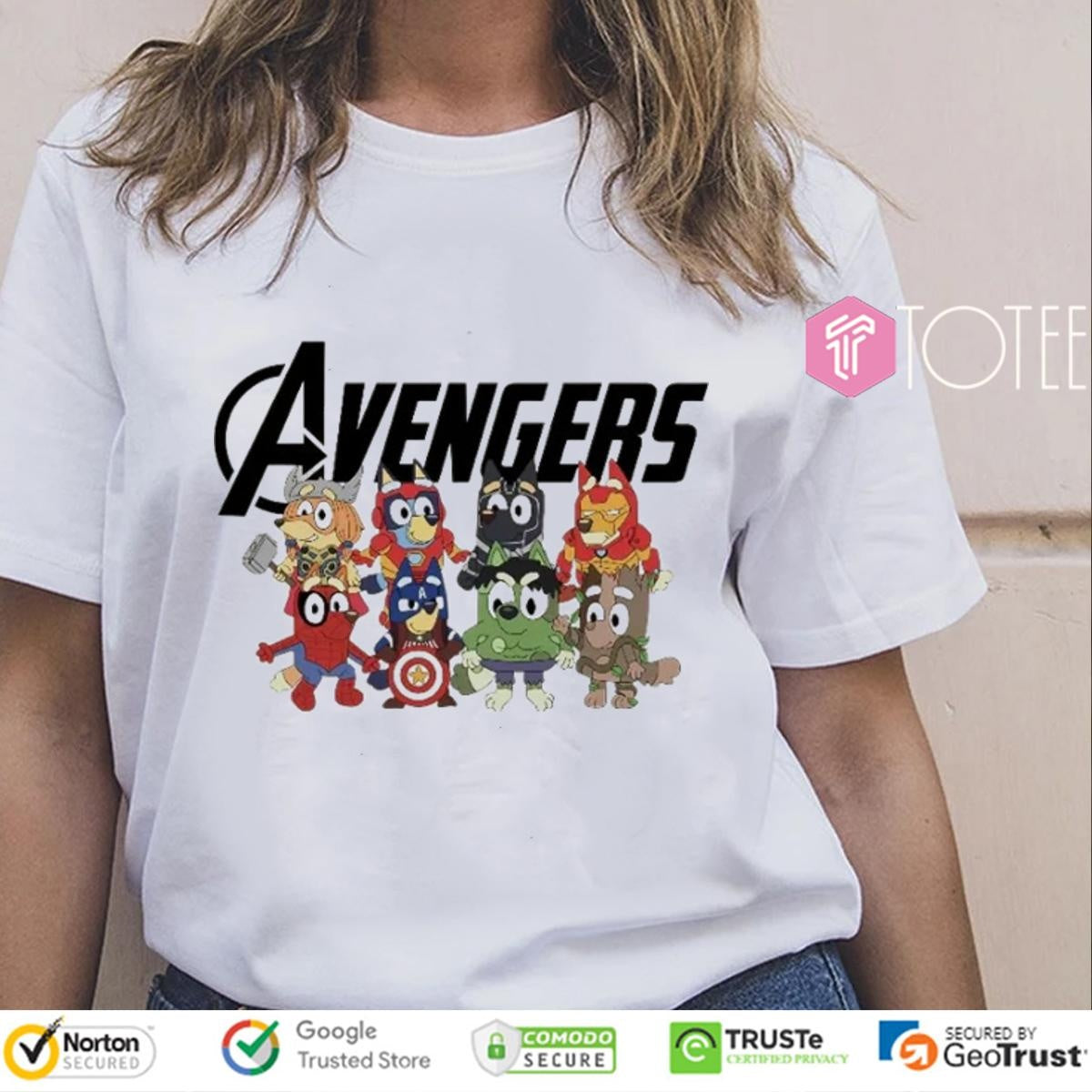 Marvel Avenger Bluey Characters Super Heroes T-shirt