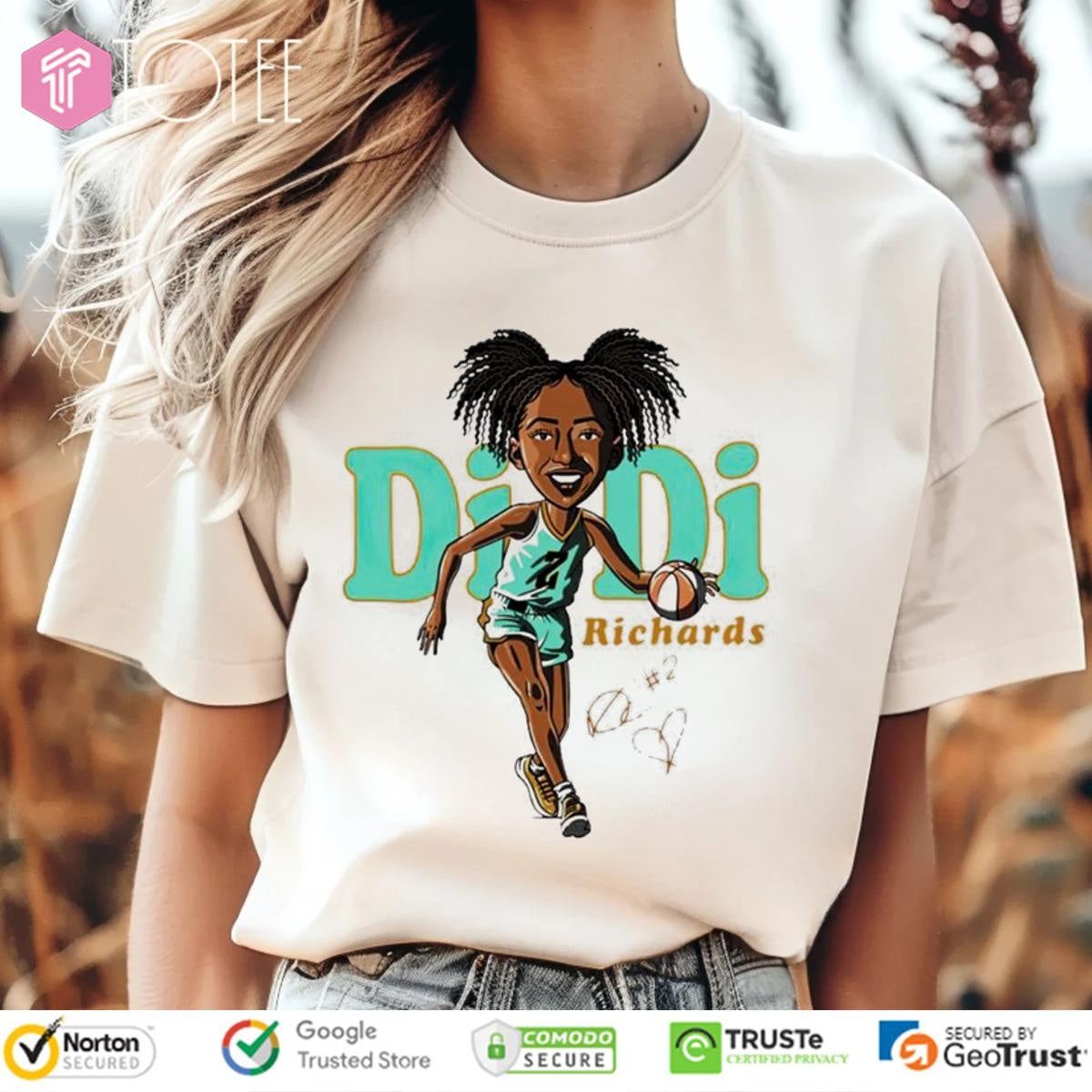 New York Liberty Didi Richards Signature Ver Cartoon T-shirt