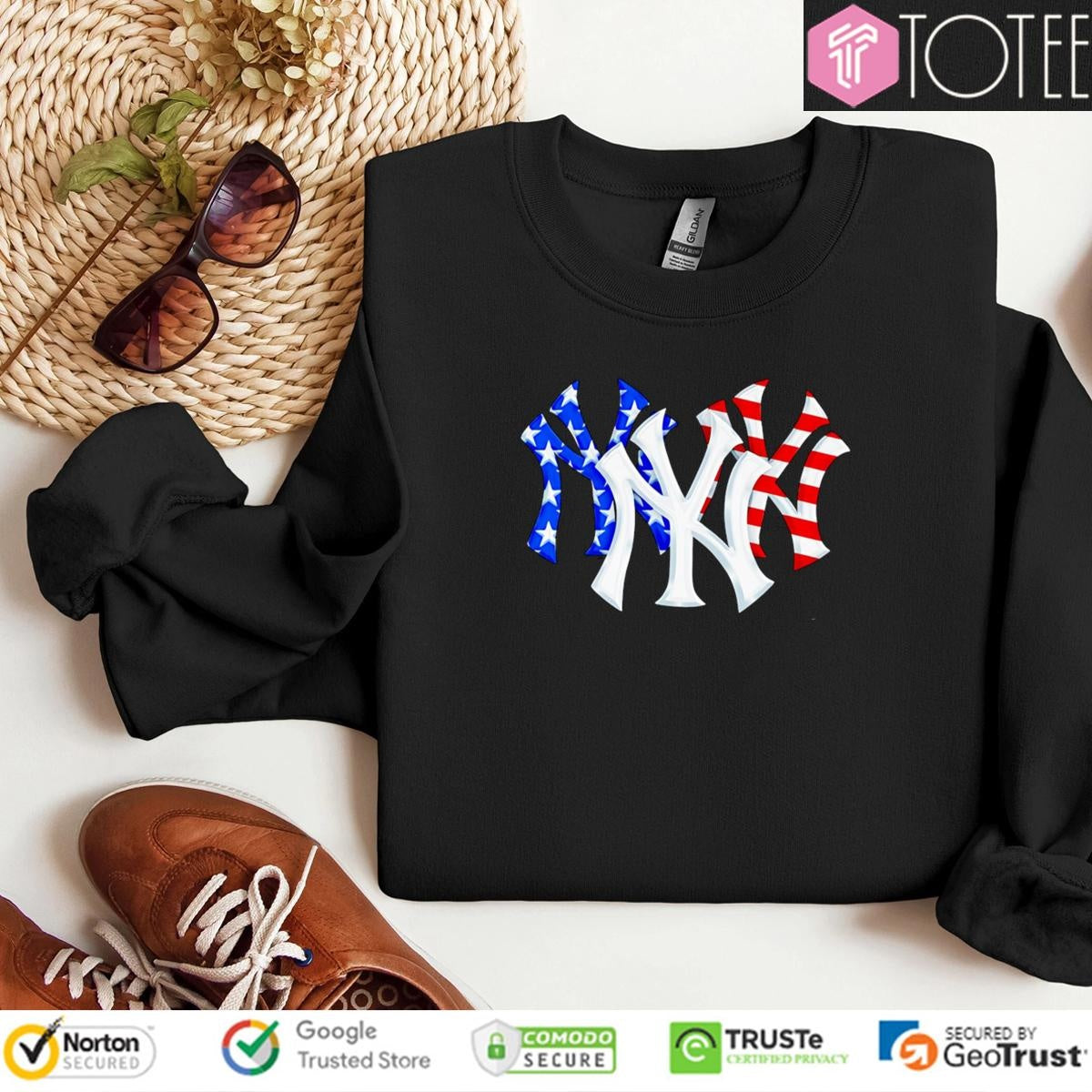 New York Yankees Red White And Blue American Flag 4Th Of July Baseball Logo sweatshirt