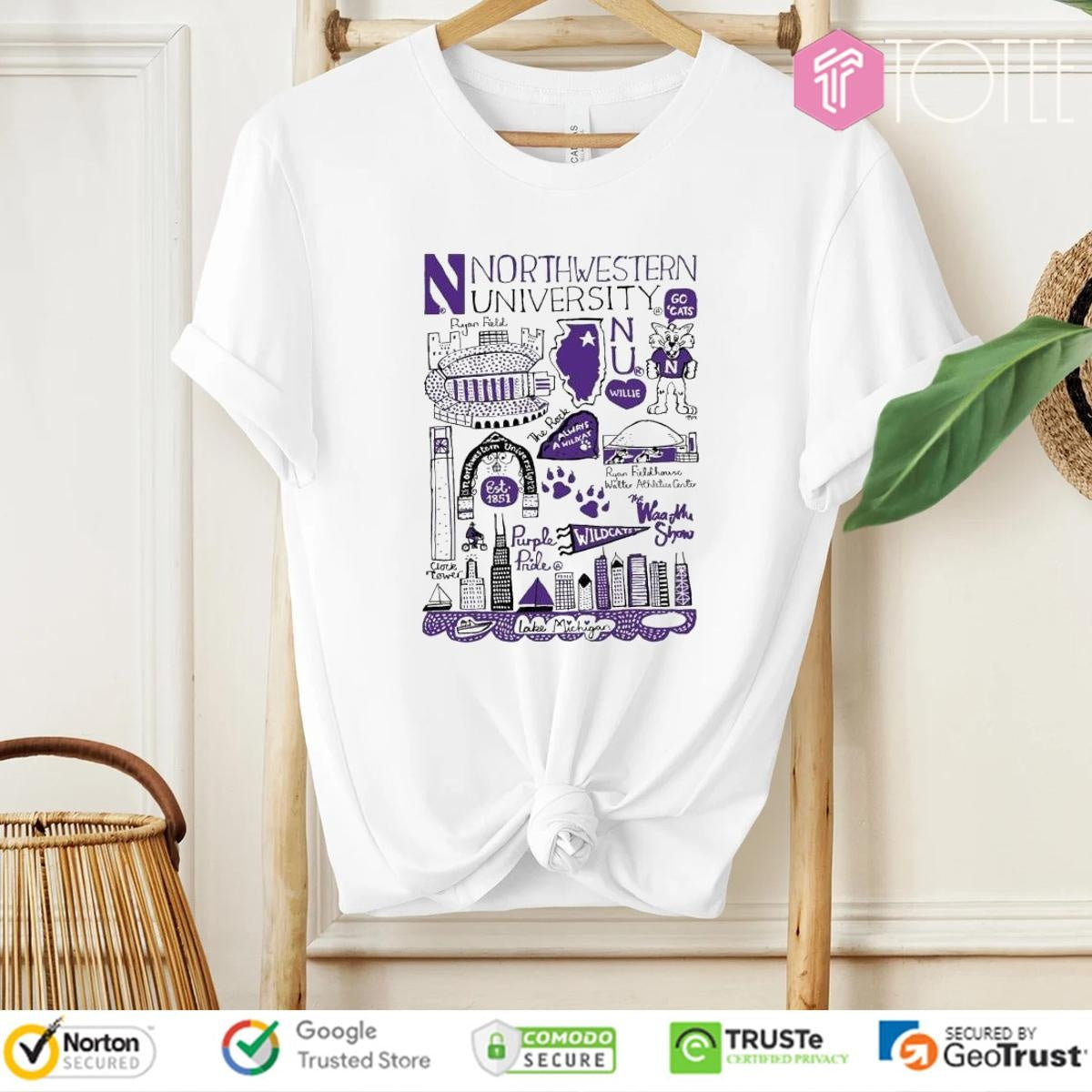 Northwestern University Art Illustration T-shirt