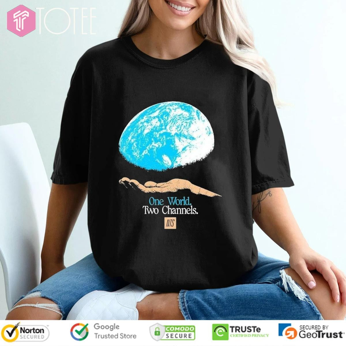 Nts One World Two Channels Hand World Earth Shirt