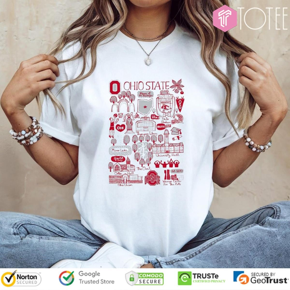 Ohio State University Buckeyes Art Illustration T-shirt