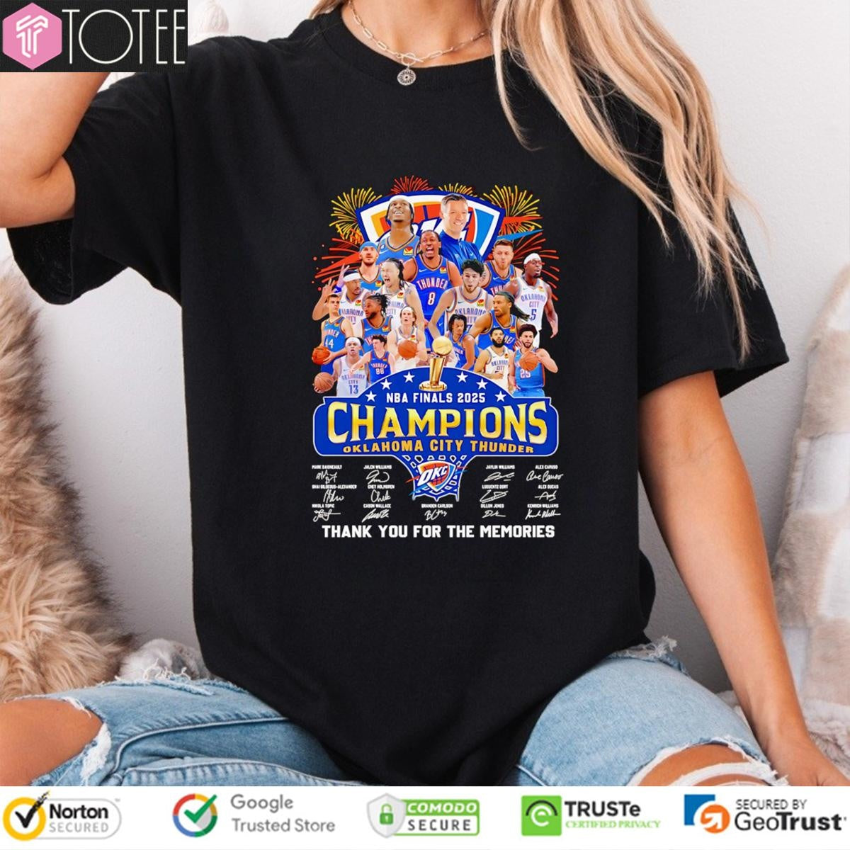 Oklahoma City Thunder Nba Finals 2025 Champions Signatures T-shirt