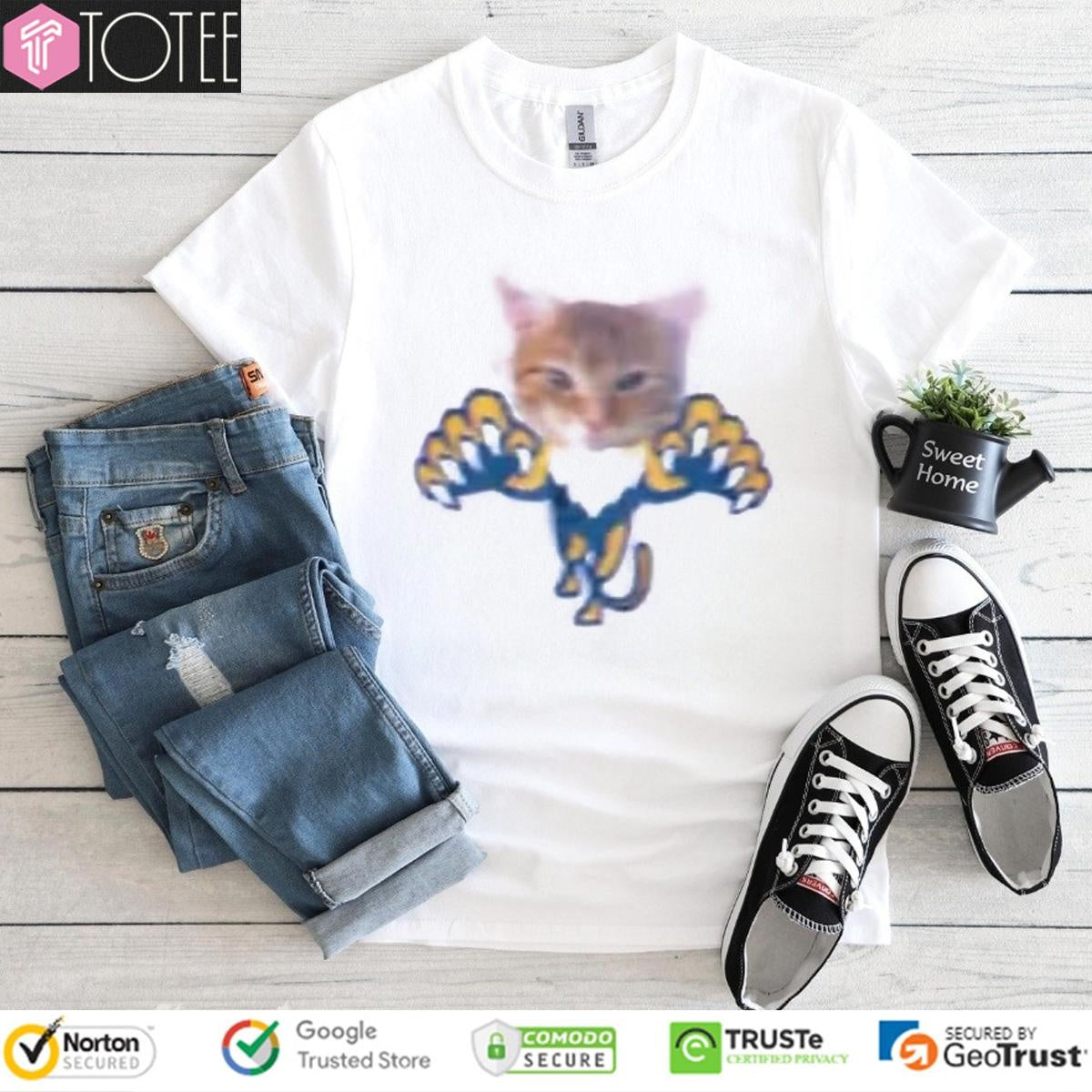 Paul Maurice Wearing His Cats Poppy And Penny Florida Panthers Logos T-shirt