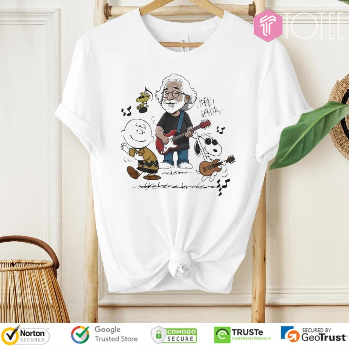 Peanuts Grateful Dead Snoopy Charlie Brown Woodstock Jerry Garcia Signature T-shirt