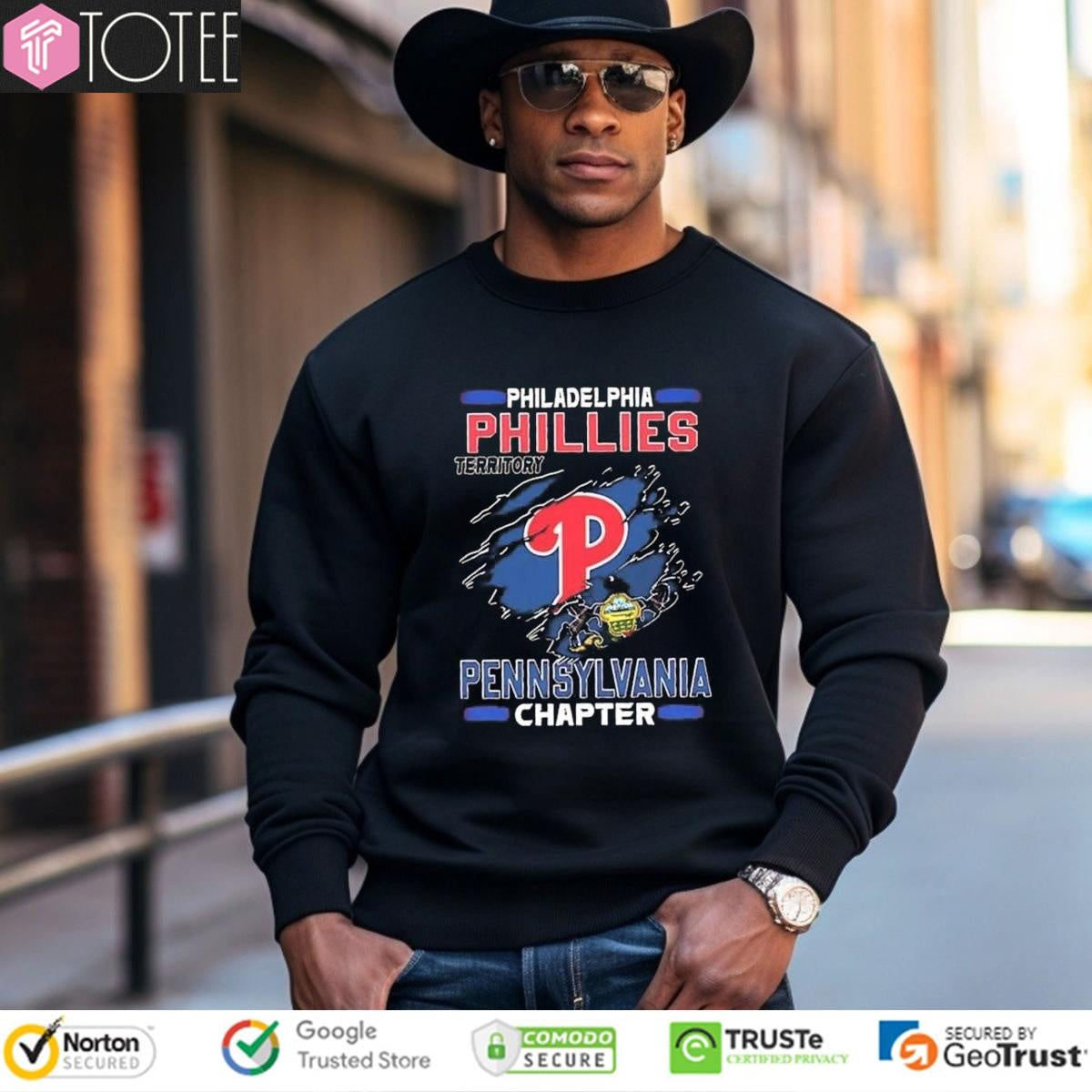 Philadelphia Phillies Baseball Territory Pennsylvania Chapter Torn Logo T-shirt