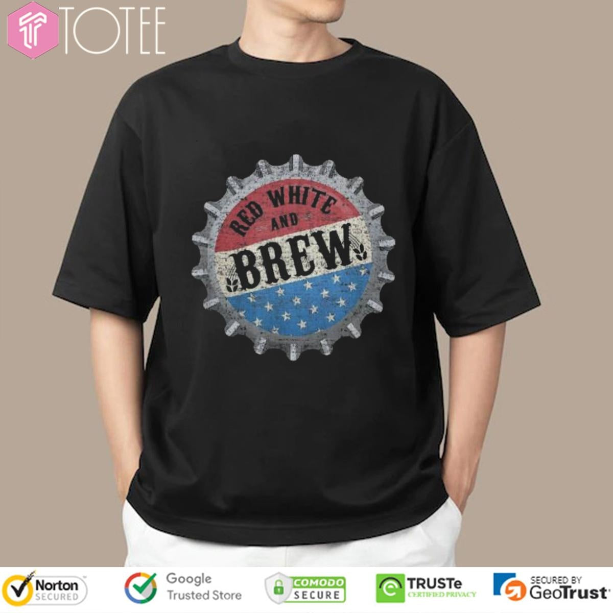 Red White And Blue Brew Beer Usa Flag 4Th Of July Fathers Day T-shirt