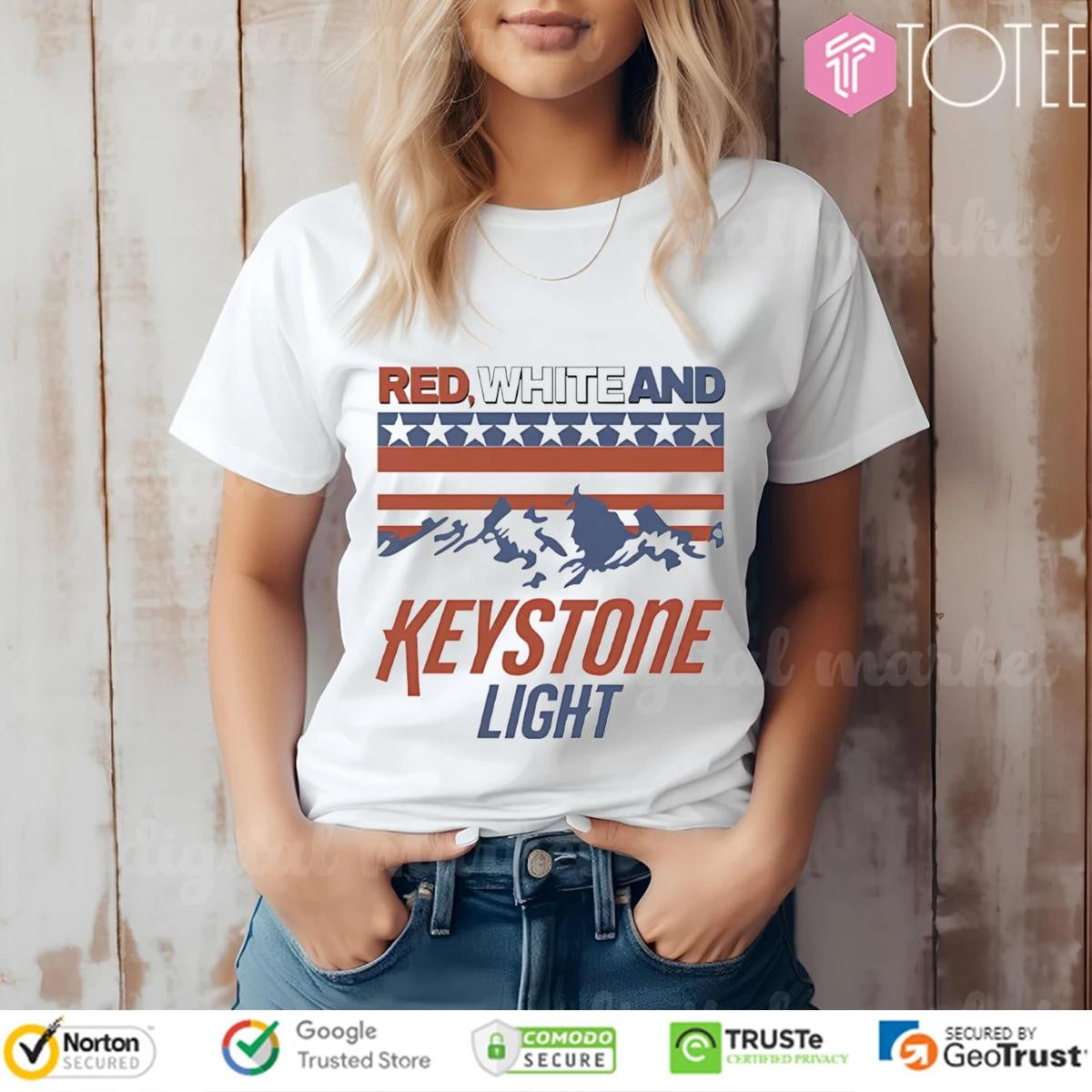 Red White And Blue Keystone Light Beer Happy 4Th Of July T-shirt