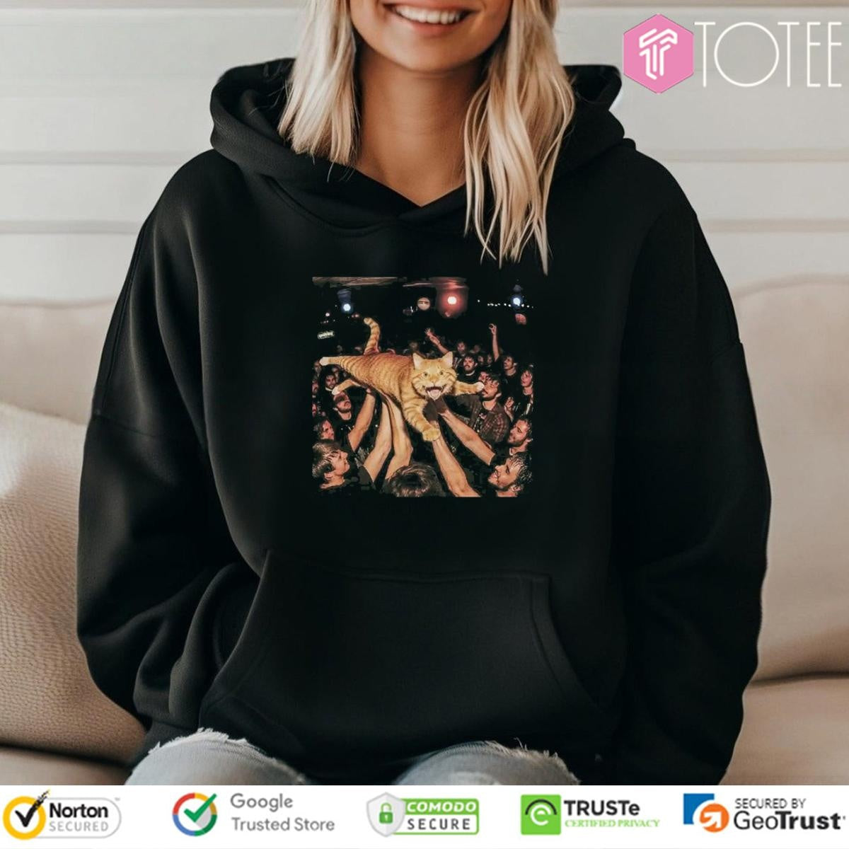 Rock Show Orange Cat Surfing Meme T-shirt