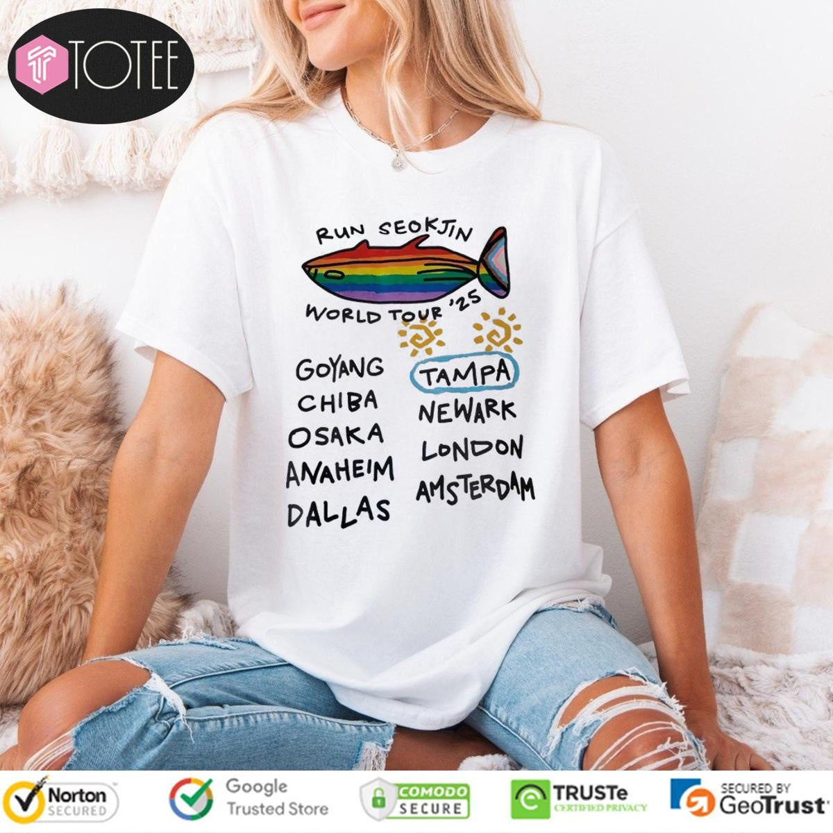 Run Seokjin Bts 2025 World Tour Rainbow Fish K-Pop T-shirt