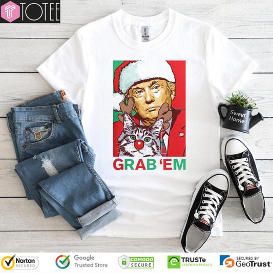 Santa Trump Cat Reindeer Grab Em T-shirt