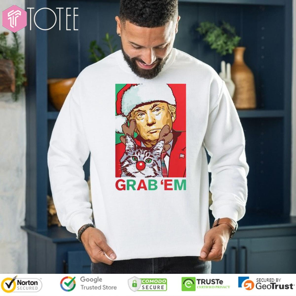 Santa Trump Cat Reindeer Grab Em T-shirt