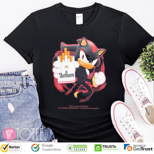 Shadow Marlboro Cigarette With This Power Im Gonna Destroy This Damn Planet T-shirt