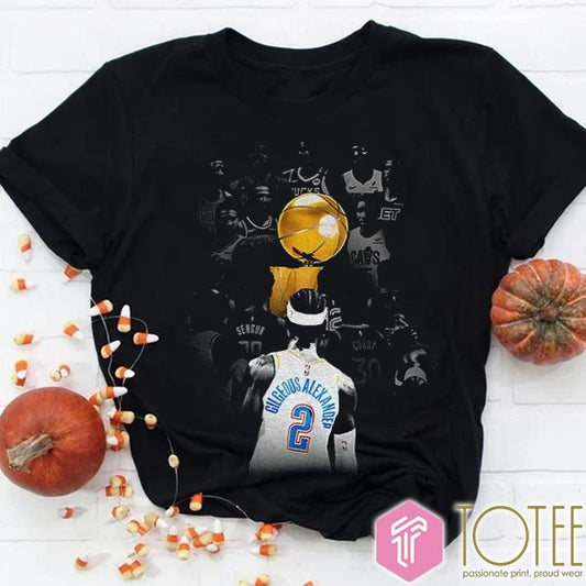 Shai Gilgeous-Alexander Gold Trophy Okc Thunder Nba World Champion 2025 T-shirt