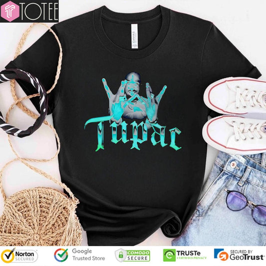 Shakur Tupac Westside West Coast Rap Hip Hop Hand Sign T-shirt