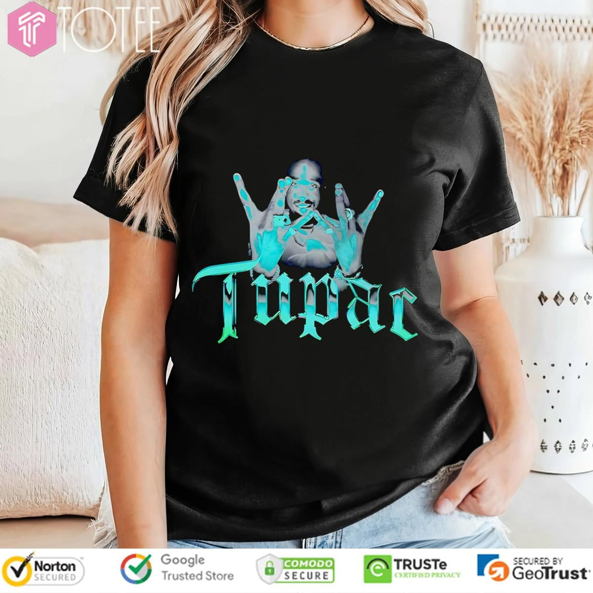 Shakur Tupac Westside West Coast Rap Hip Hop Hand Sign T-shirt